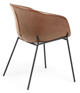 Zadine Dining chair with armrests Brown leatherette