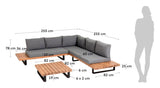 Zalika Lounge Set Acacia Wood/Gray Cushions