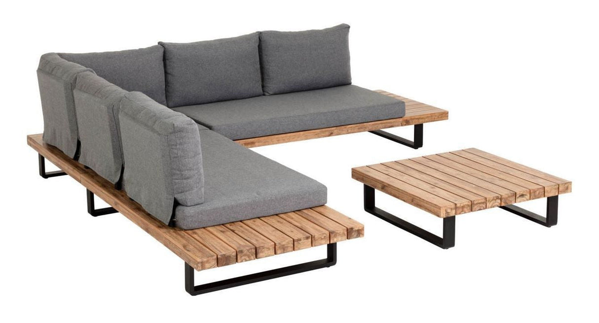 Zalika Lounge Set Acacia Wood/Gray Cushions