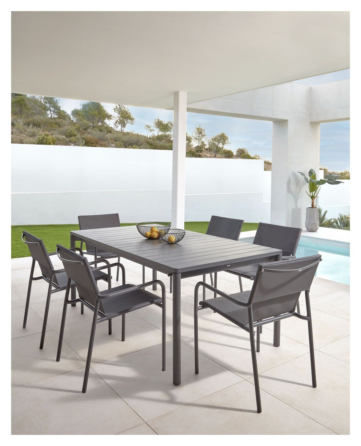 Zaltana Garden table with extension, 140/200x90, Mat Black aluminum