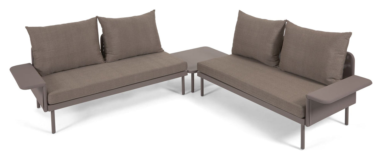 Zaltana Lounge Corner sofa with table, Matt Brown aluminum