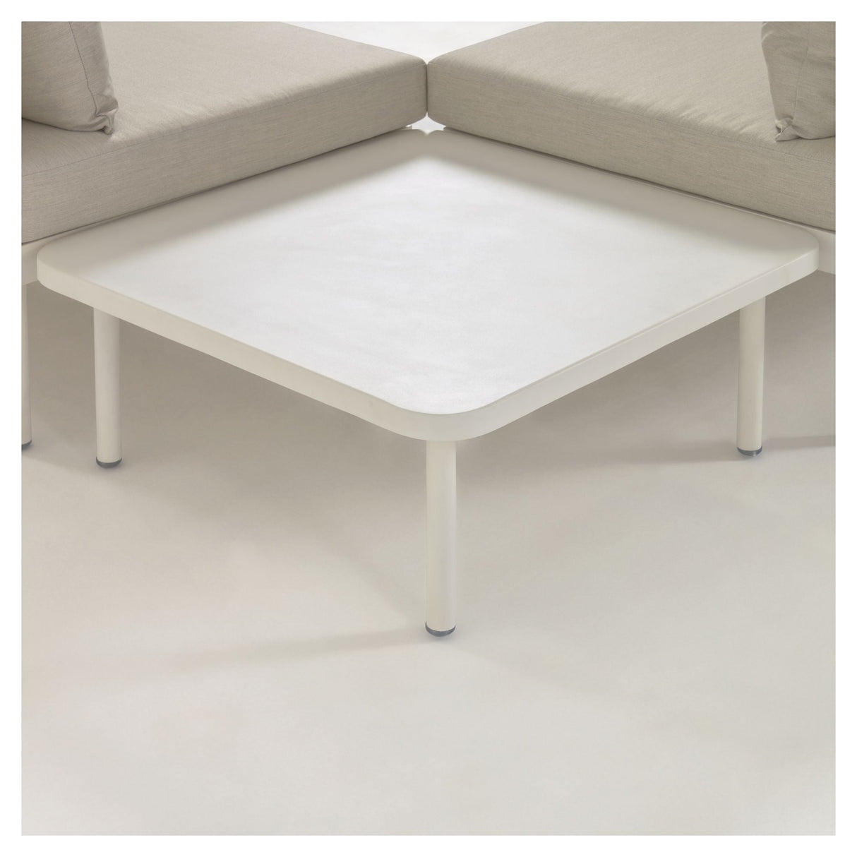 Zaltana Lounge Corner sofa with table, Matte White aluminum