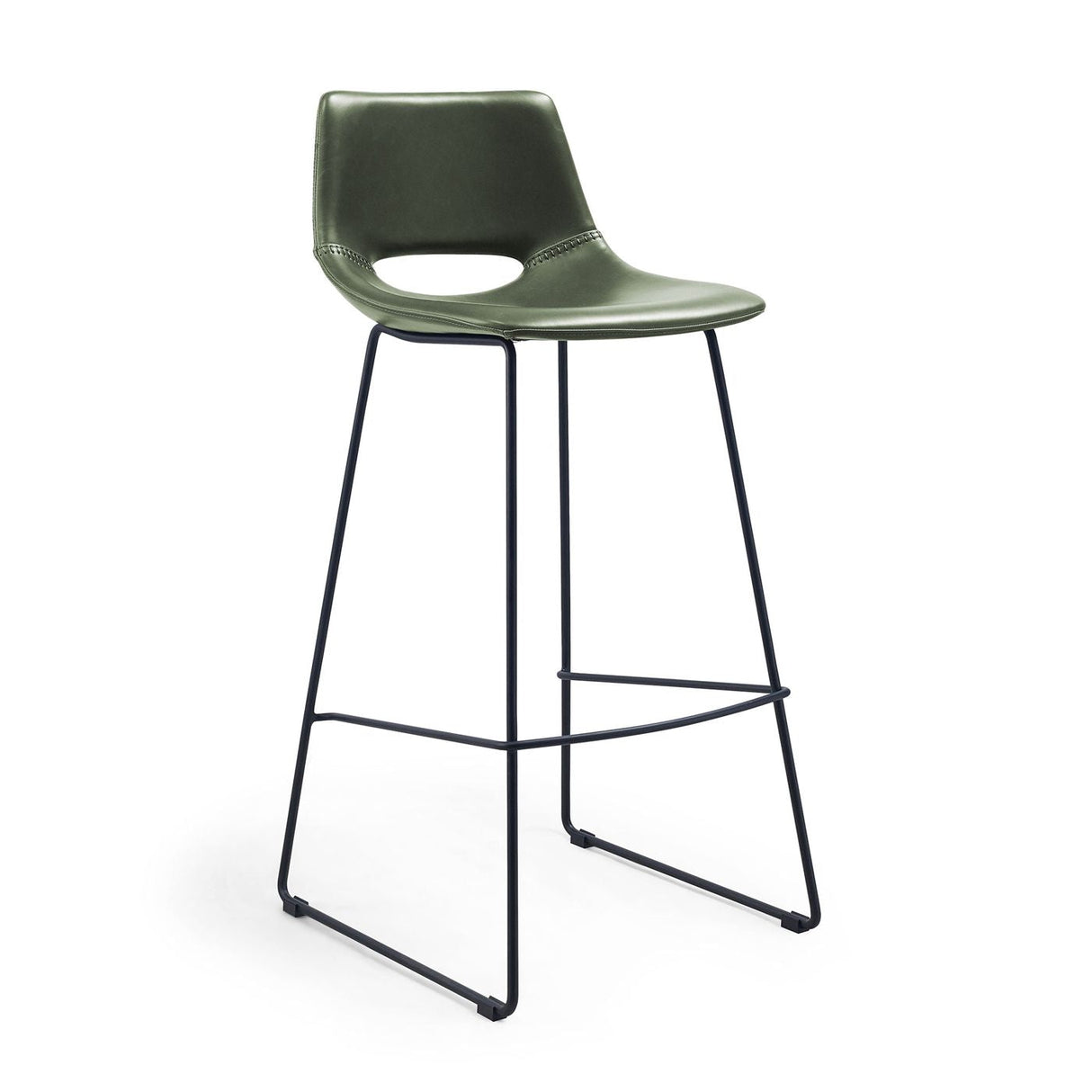 Ziggy Bar Chair with Green Leatherette