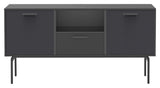 Keep AV Cabinet on base with 2 drawers and 2 fabric doors, Black