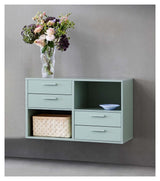 Keep Shelf with 2 fixed shelves. Module 004, Dusty Green