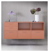 Keep Shelf with 3 fixed shelves. Module 005, Terracotta