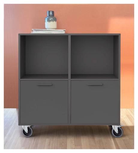 Keep Cabinet with 2 doors and wheels, Black