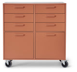 Keep Cabinet with 6 drawers, 2 doors and wheels, Terracotta