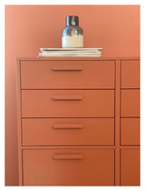 Keep Cabinet with 6 drawers, 2 doors and wheels, Terracotta