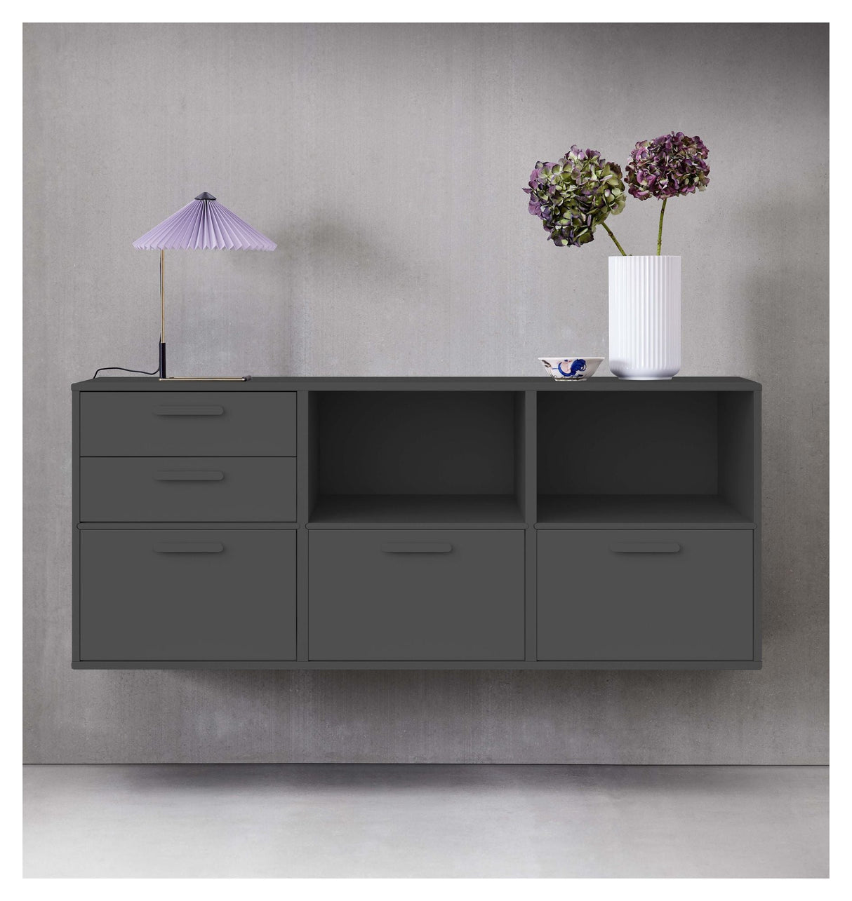 Keep Sideboard with 2 drawers and 3 doors, Black