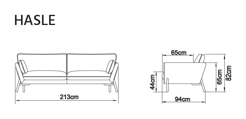 Hasle 3-seater sofa Latte fabric, solid oak legs