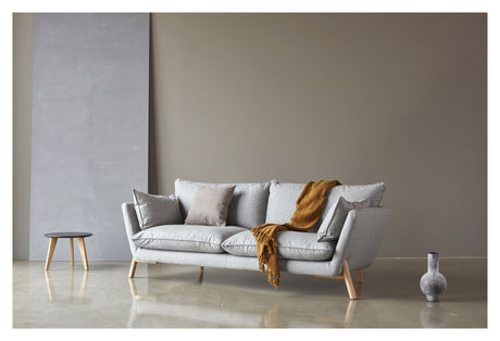 Hasle 3-seater sofa Latte fabric, solid oak legs