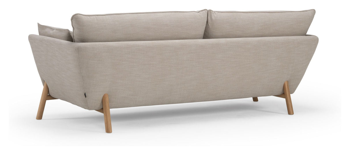 Hasle 3-seater sofa Latte fabric, solid oak legs