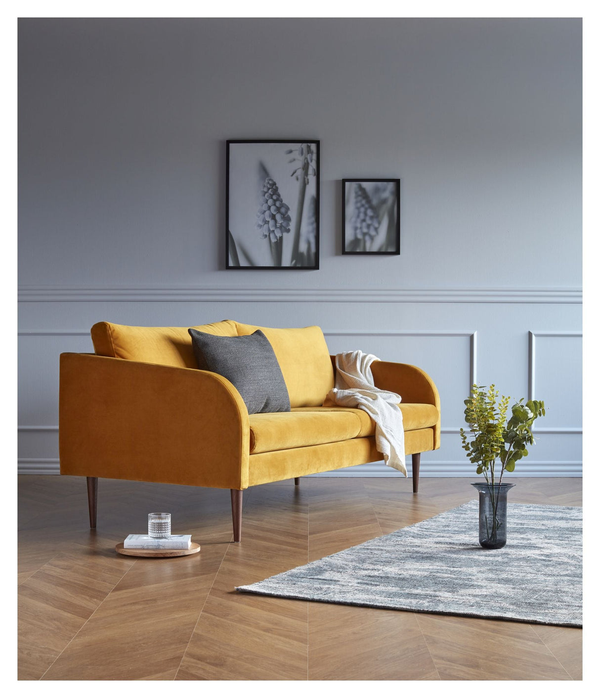 Husum 3 Pers. Sofa, Yellow velvet