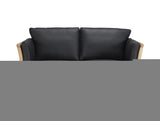 Aya 2 Pers. Sofa Black Leather, Oak