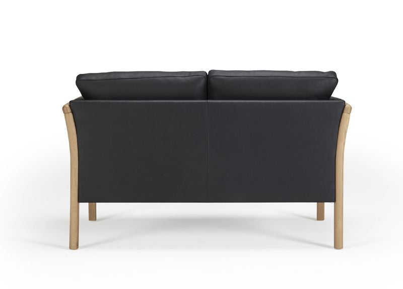 Aya 2 Pers. Sofa Black Leather, Oak