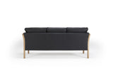 Aya 3 Pers. Sofa Black Leather, Oak