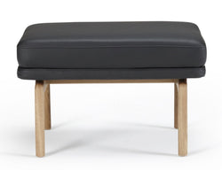 Egsmark Footstool, Black Leather