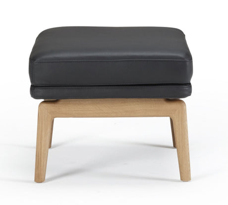 Egsmark Footstool, Black Leather