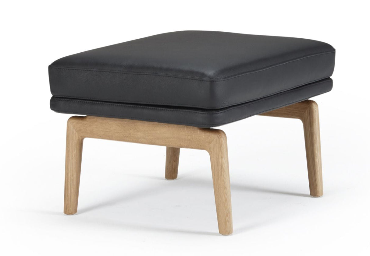 Egsmark Footstool, Black Leather