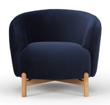 Spruce Armchair Blue Velvet, oak legs