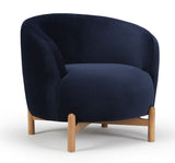 Spruce Armchair Blue Velvet, oak legs