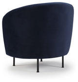 Spruce Armchair Blue Velvet, matte black metal leg