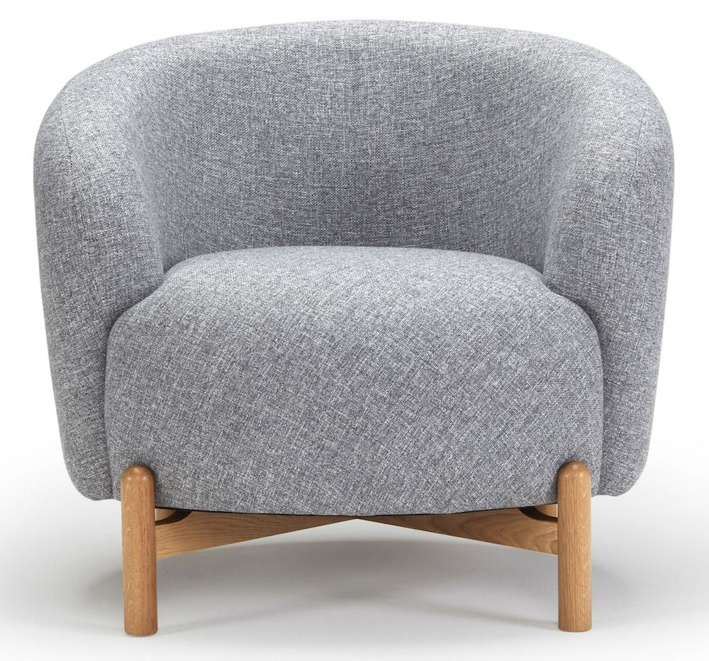 Spruce Armchair Gray Fabric Oak Legs