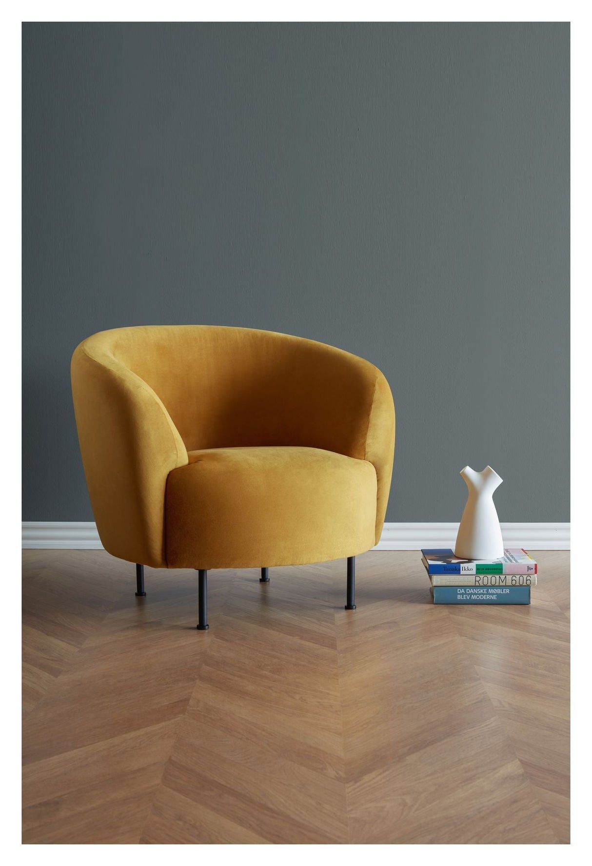 Spruce armchair, yellow velvet