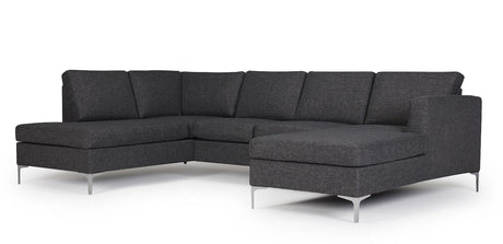 Shea U-sofa Gray Fabric with right-facing chaise longue