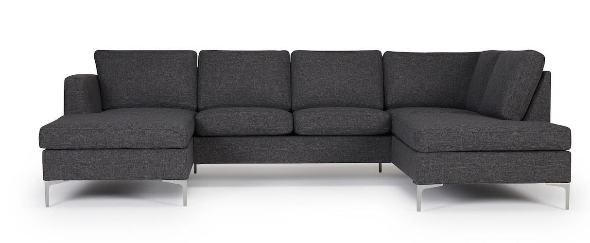 Shea U-sofa Gray Fabric, with left-facing chaise longue