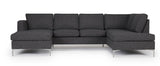 Shea U-sofa Gray Fabric, with left-facing chaise longue