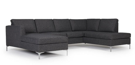 Shea U-sofa Gray Fabric, with left-facing chaise longue