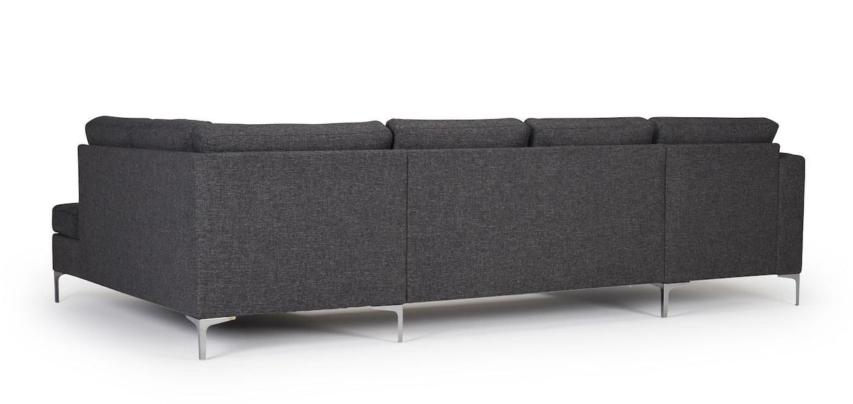 Shea U-sofa Gray Fabric, with left-facing chaise longue