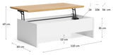 ABILEN Coffee table with raise/lower function 110x60, White