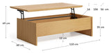 ABILEN Coffee table with raise/lower function 110x60, Oak veneer