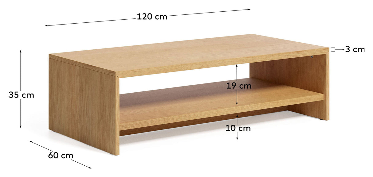 ABILEN Coffee table, Nature, Oak veneer, 120x60