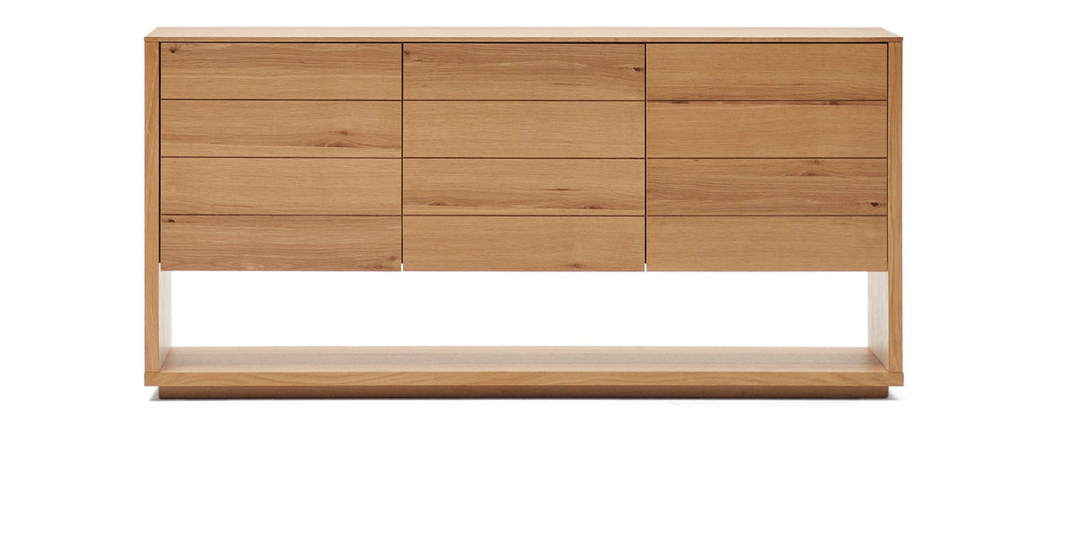 ALGUEMA Sideboard with 3 doors, Natural/oak veneer, 151x74