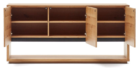 ALGUEMA Sideboard with 3 doors, Natural/oak veneer, 151x74