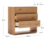 ALGUEMA Sideboard w. 3 drawers, Nature, 100x97