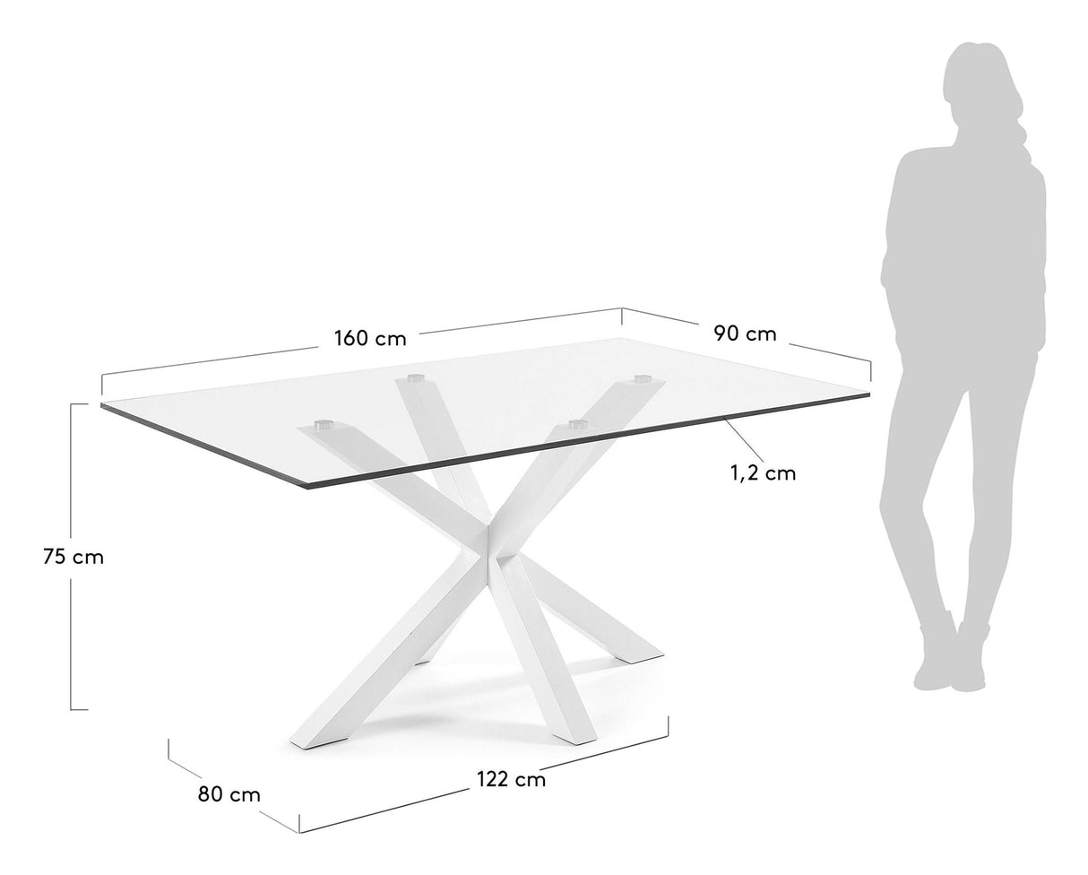 ARGO, Dining table 160x90cm, white/glass