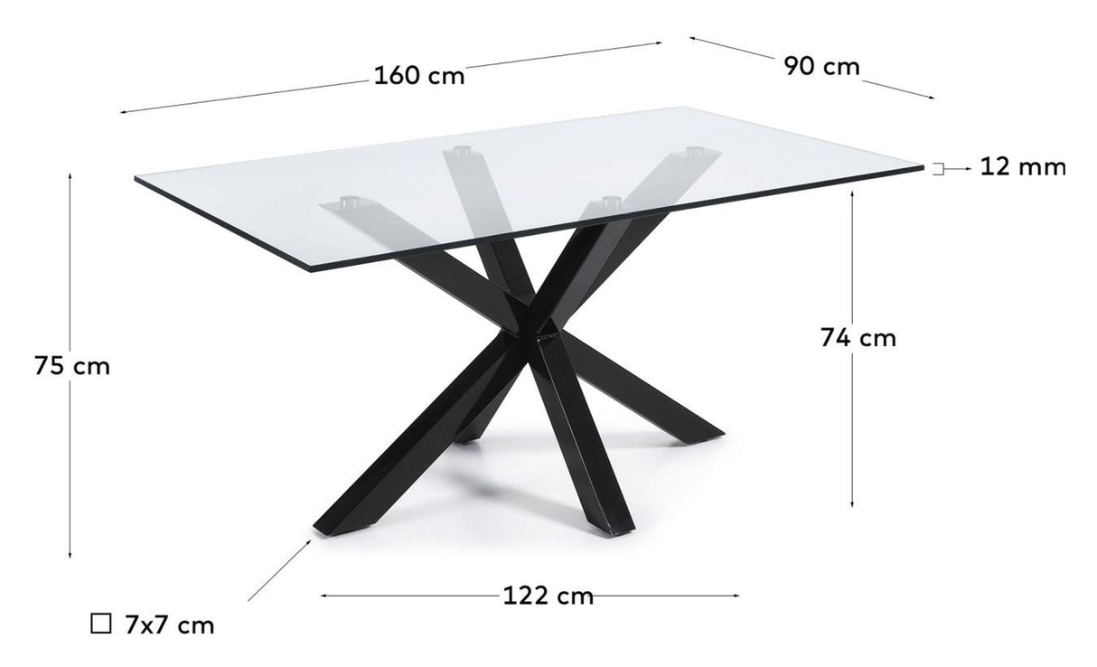 ARGO, Dining table 160x90cm, black/glass