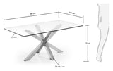 ARGO, Dining table 180x100cm, glass/silver