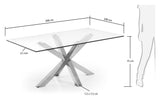 ARGO, Dining table 200x100cm, glass/silver