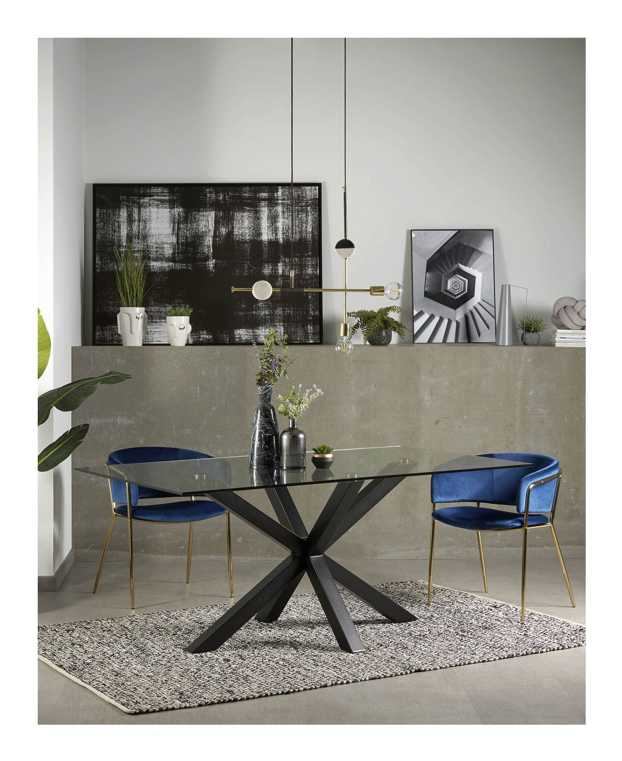 ARGO, Dining table 200x100cm, glass/white