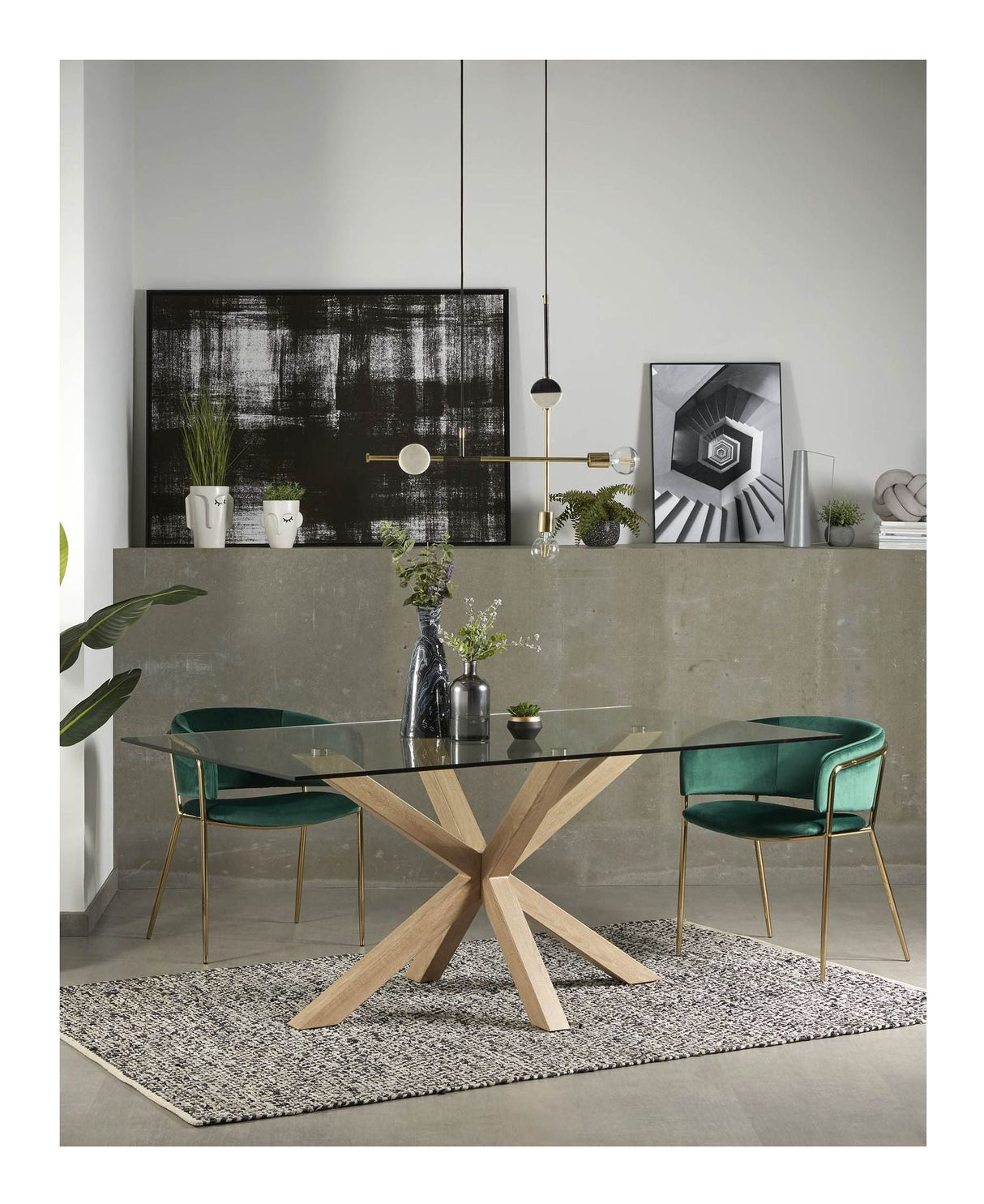 ARGO, Dining table 200x100cm, glass/white