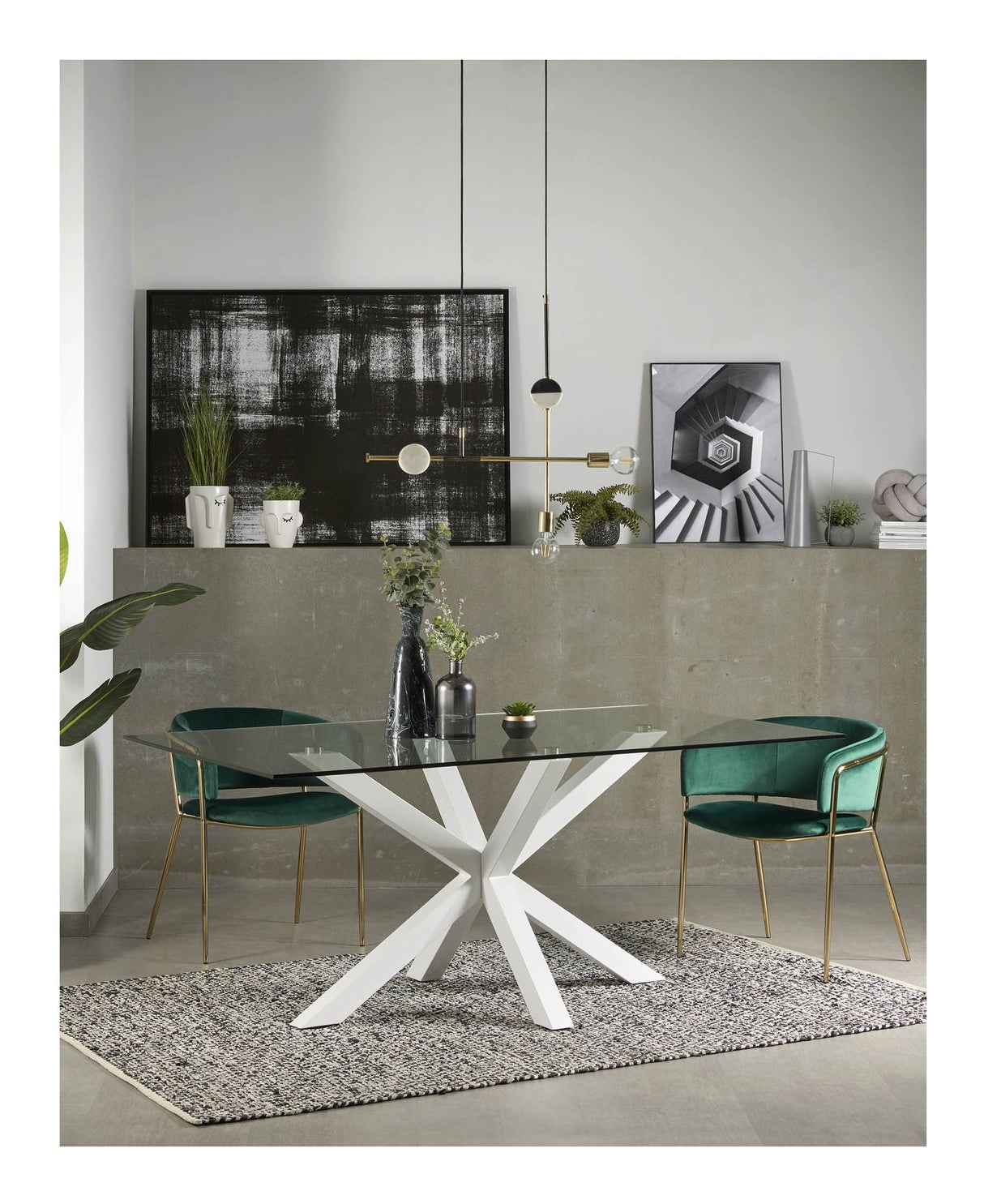 ARGO, Dining table 200x100cm, glass/white