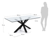 ARGO, Dining table 200x100cm, glass/black