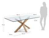 ARGO, Dining table 200x100cm, glass/oak