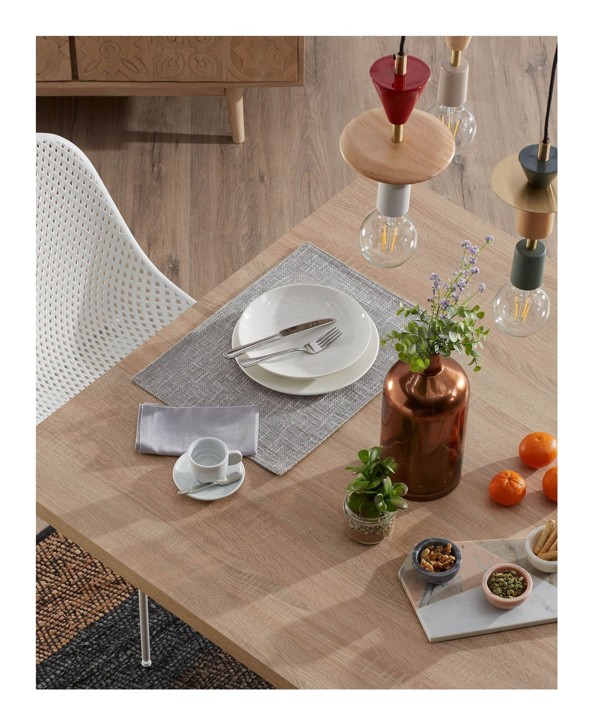 ARGO, Dining table 200x100cm, oak/white